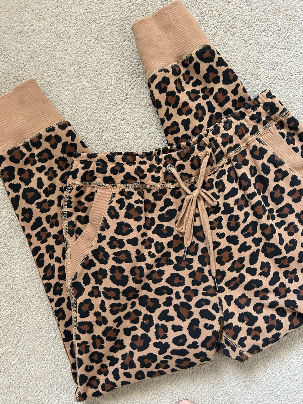 Poppy & Peonies Leopard Print Drawstring Jogger Size Small